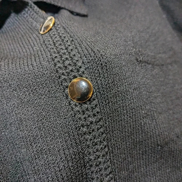 St. John Black Santana Knit Dress Midi Buttons Size 8 Collar Shirt Dress USA - Picture 6 of 10